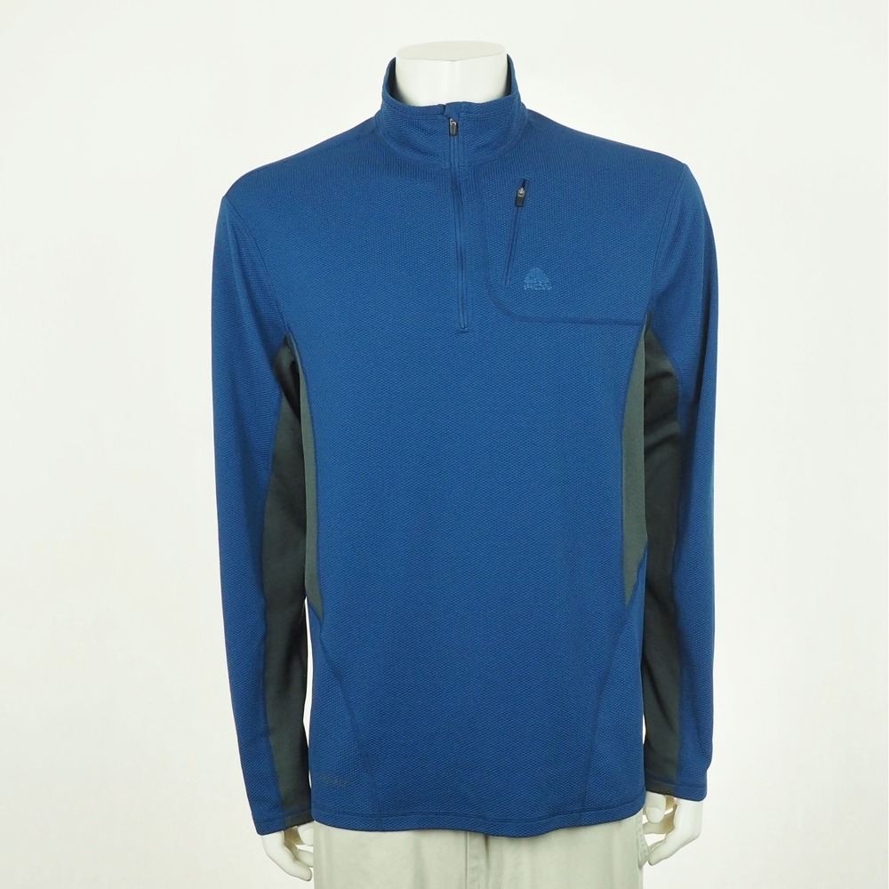 Nike ACG Waffle Knit 1/4-Zip Pullover Shirt Mens XL Blue Dri-Fit Outdoor Hiking